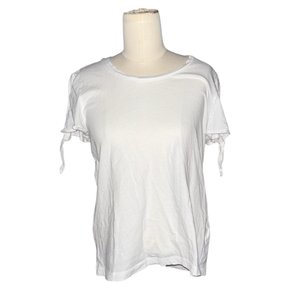J. Crew White Tie Shoulder Short Sleeve Tee Shirt